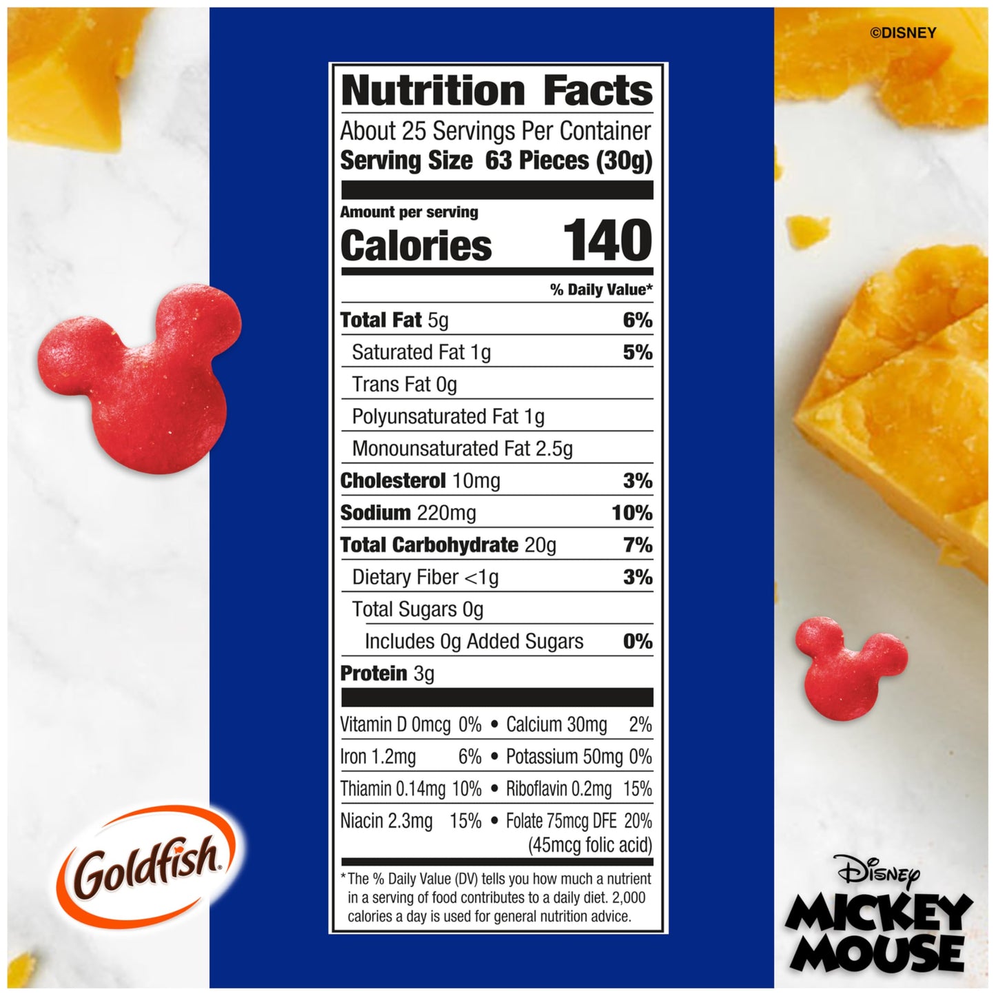 Goldfish Disney Mickey Mouse Cheddar Crackers, Snack Crackers, 27.3 oz carton (Pack of 2)