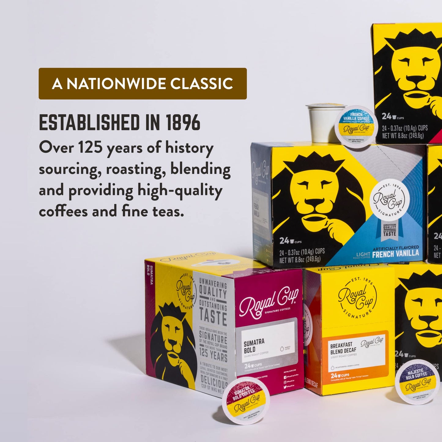 Royal Cup Signature Coffee - Sumatra Single Origin Dark Roast Single-Serve Capsules - 24 Pack