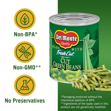 Del Monte FRESH CUT BLUE LAKE Cut Green Beans, Canned Vegetables, 4 Pack, 14.5 oz Cans