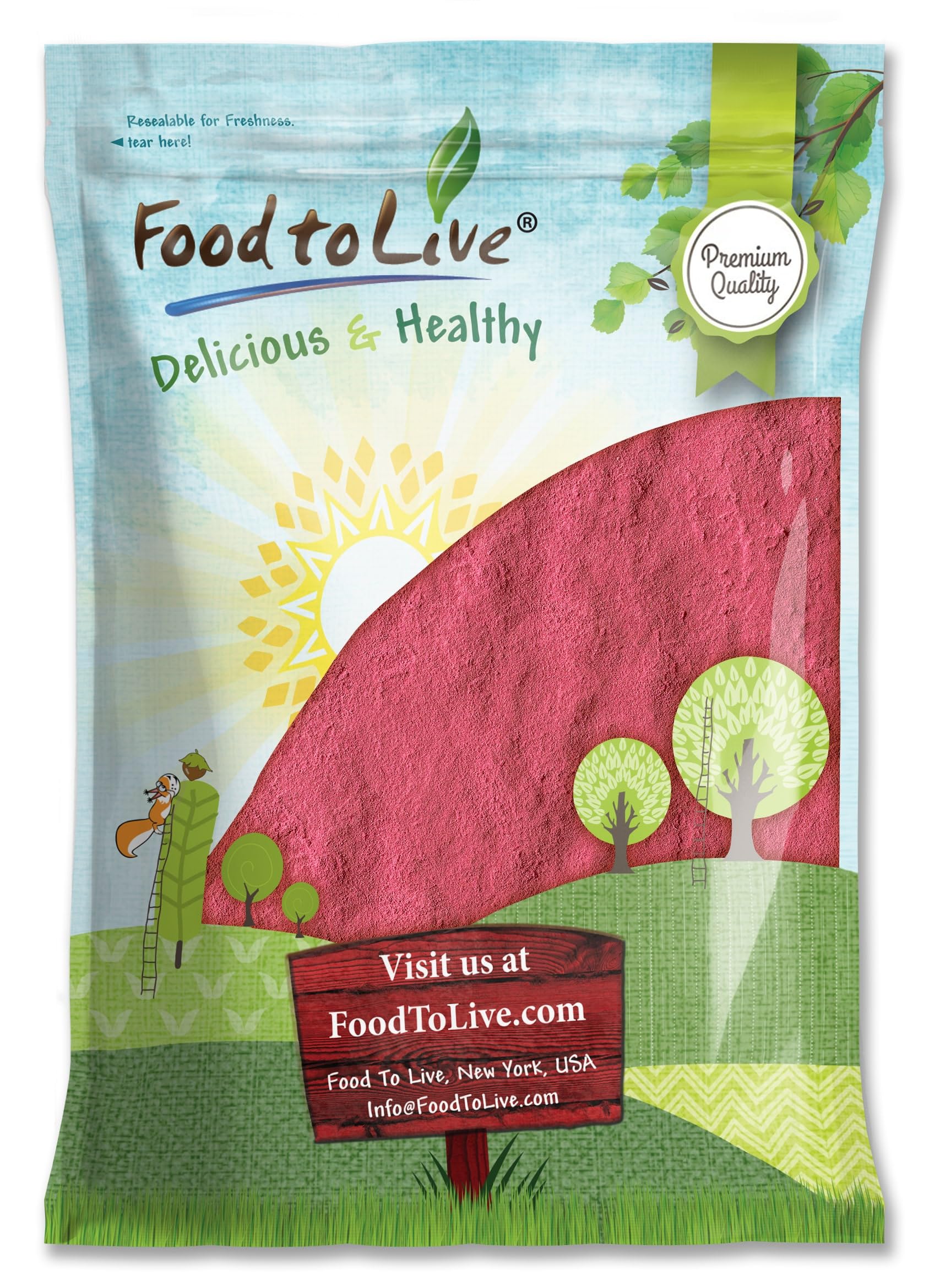 Food to Live Raspberry Powder, 8 Pounds - Antioxidant-Rich Superfood for Immune Support, Skin Health - Spray-dried, No Sugar Add