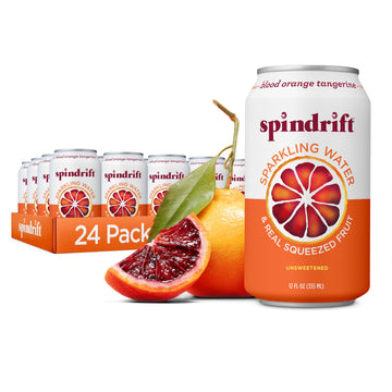 Spindrift Sparkling Water, Blood Orange Tangerine Flavored, Made With Real Squeezed Fruit, 12 Fl Oz Cans, Pack Of 24 (Only 12 Ca