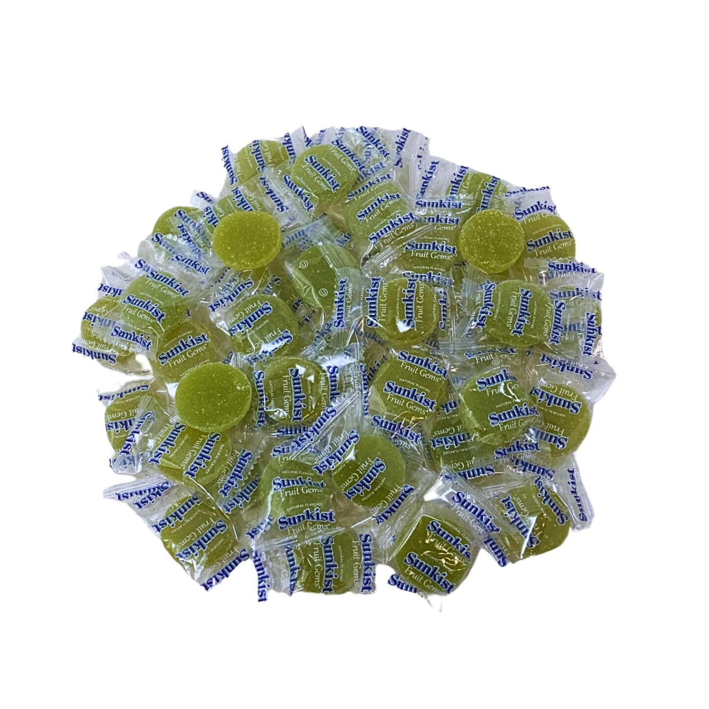 Sunkist Individually Wrapped Fruit Gems Soft Candy Lime Flavor Only -1Lbs, (16 Oz)