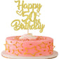 YCTHUNFISH Happy 50th Birthday Cake Topper, Glitter Heart & Star Design, Gold, Bamboo Material