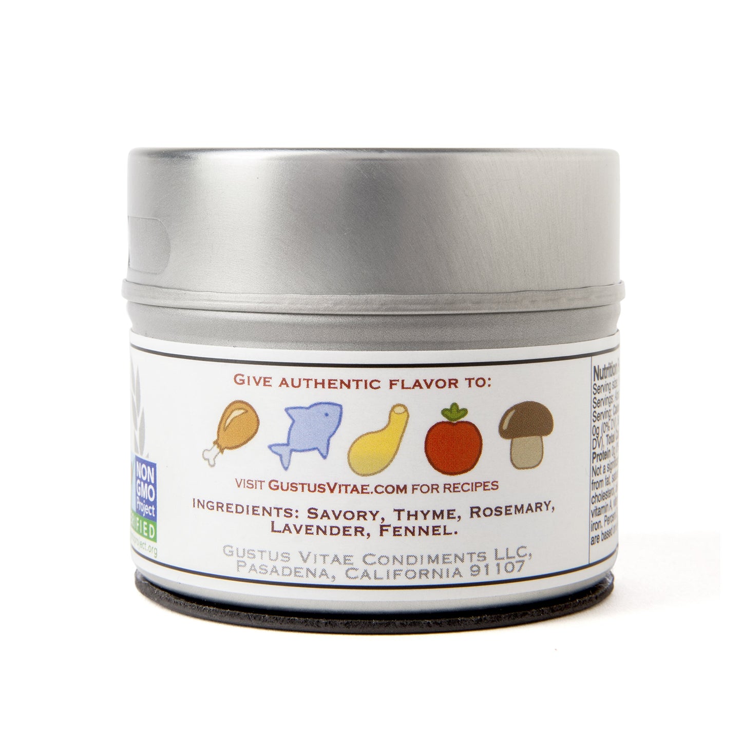 Gustus Vitae Gourmet Salt Free Seasoning, Artisanal Spice Mix, 0.5 Ounce, Silver, Non-GMO, Handmade in USA, Model 104