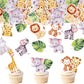 40PCS Edible Animal Cupcake Toppers Edible Wafer Paper Flower Cupcake Picks Baby Shower Baby Girl Boy Birthday Party Drink Toppe