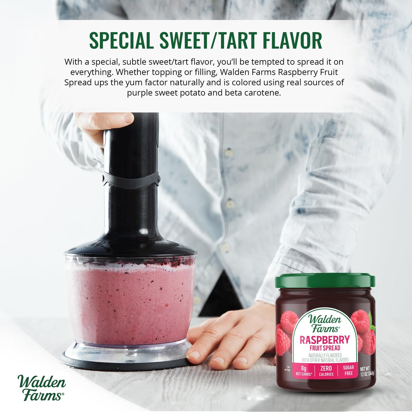 Walden Farms Raspberry Fruit Spread 12 oz Jar, Natural Sugar Free Jam, 0g Net Carbs, Certified, Perfect on Snacks, Dessert Toppi