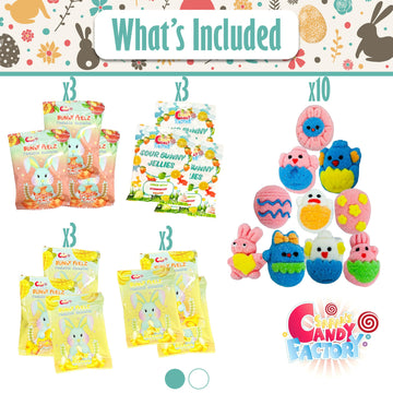 Easter Snack Yellow Box (58 Count) Filled With Treats, Peelable Gummies, Marshmallow Gummies, Easter Bunny And More, Great Packa