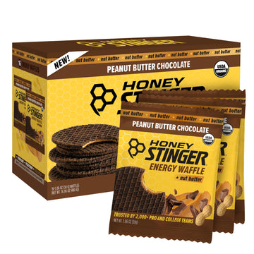 Honey Stinger Organic Peanut Butter Chocolate Waffle, Energy Stroopwafel for Exercise, Endurance and Performance, Sports Nutriti