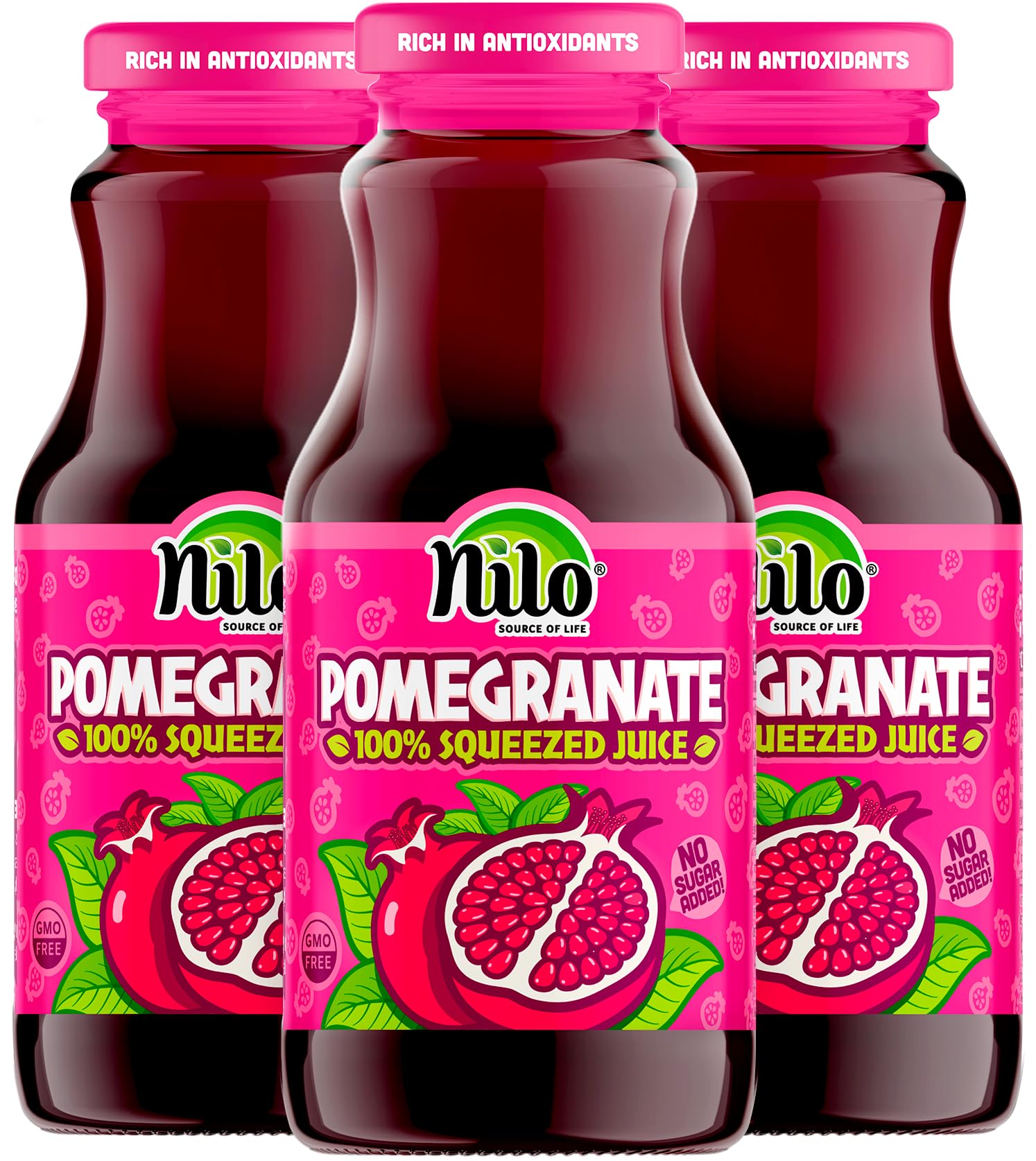NILO Pomegranate Juice | 100% Squeezed Pomegranate Granada | NO Sugar added | NON GMO | NOT From Concentrate | 8.45 oz (Pack of 