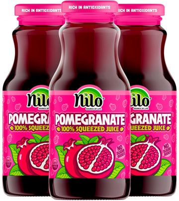 NILO Pomegranate Juice | 100% Squeezed Pomegranate Granada | NO Sugar added | NON GMO | NOT From Concentrate | 8.45 oz (Pack of 