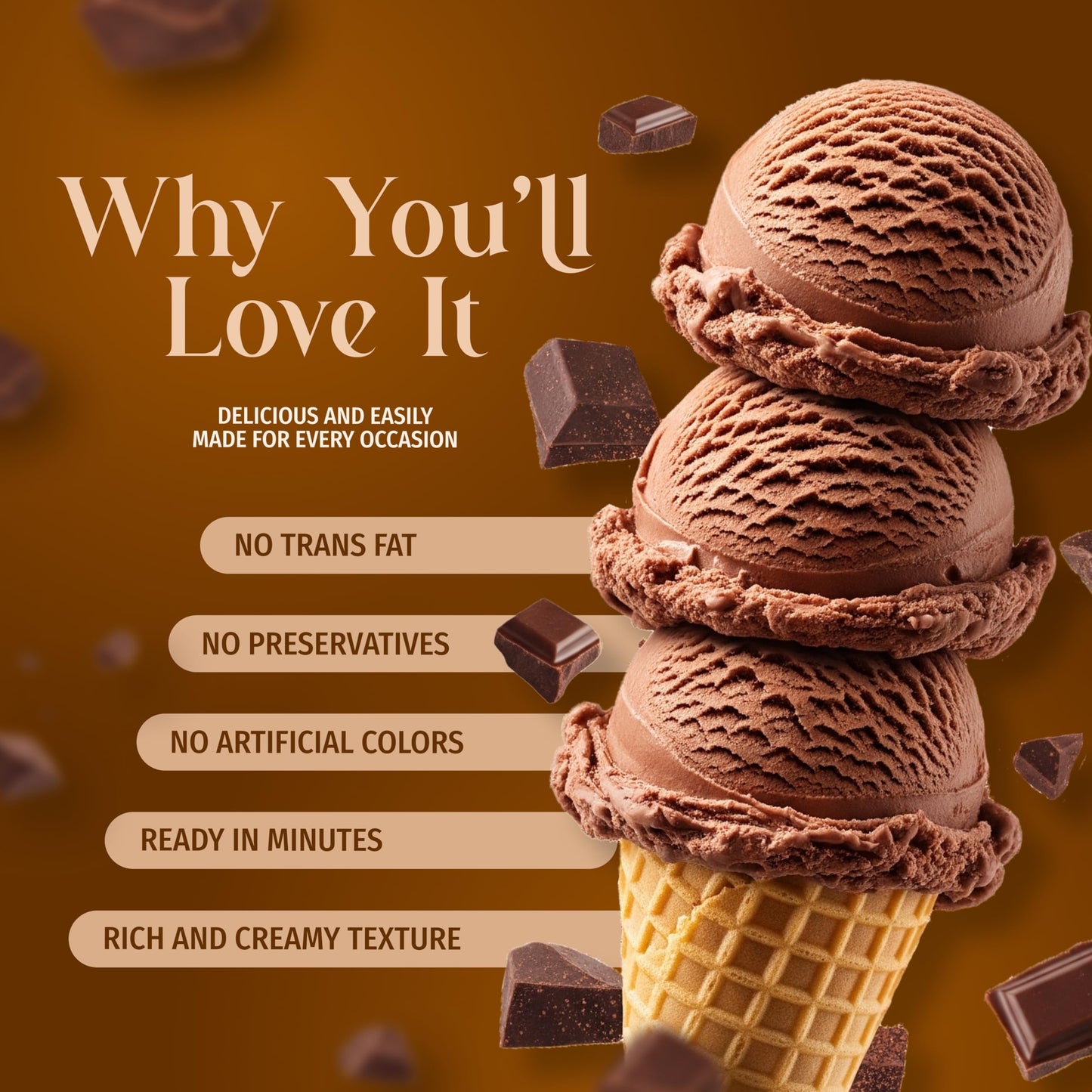 Triple Scoop Chocolate Ice Cream Mix - Premium, 2 Pack, Makes 2 Quarts, Easy to Use, Made in USA