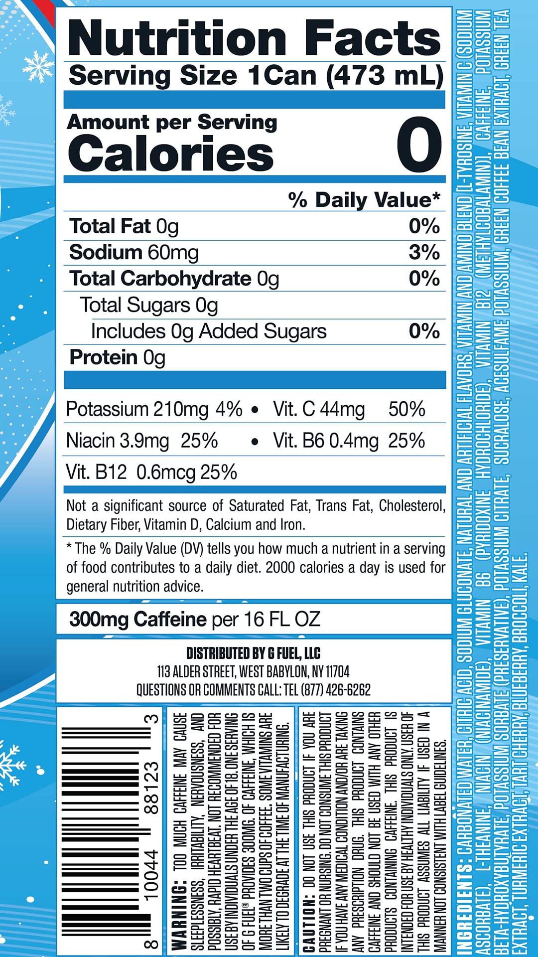 G Fuel Snow Cone Energy Drink, 16 oz Can, 12-Pack Case, Orange