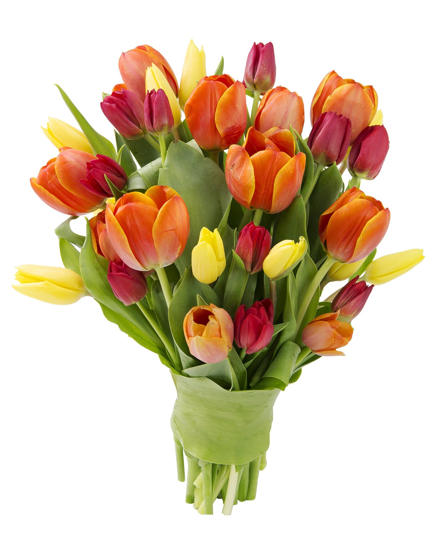 Blooms2Door Mothers Day Combo Pack - 30 Fresh Yellow, Orange, and Red Tulips, Perfect Gift for Birthdays, Thank You, and Valentines Day
