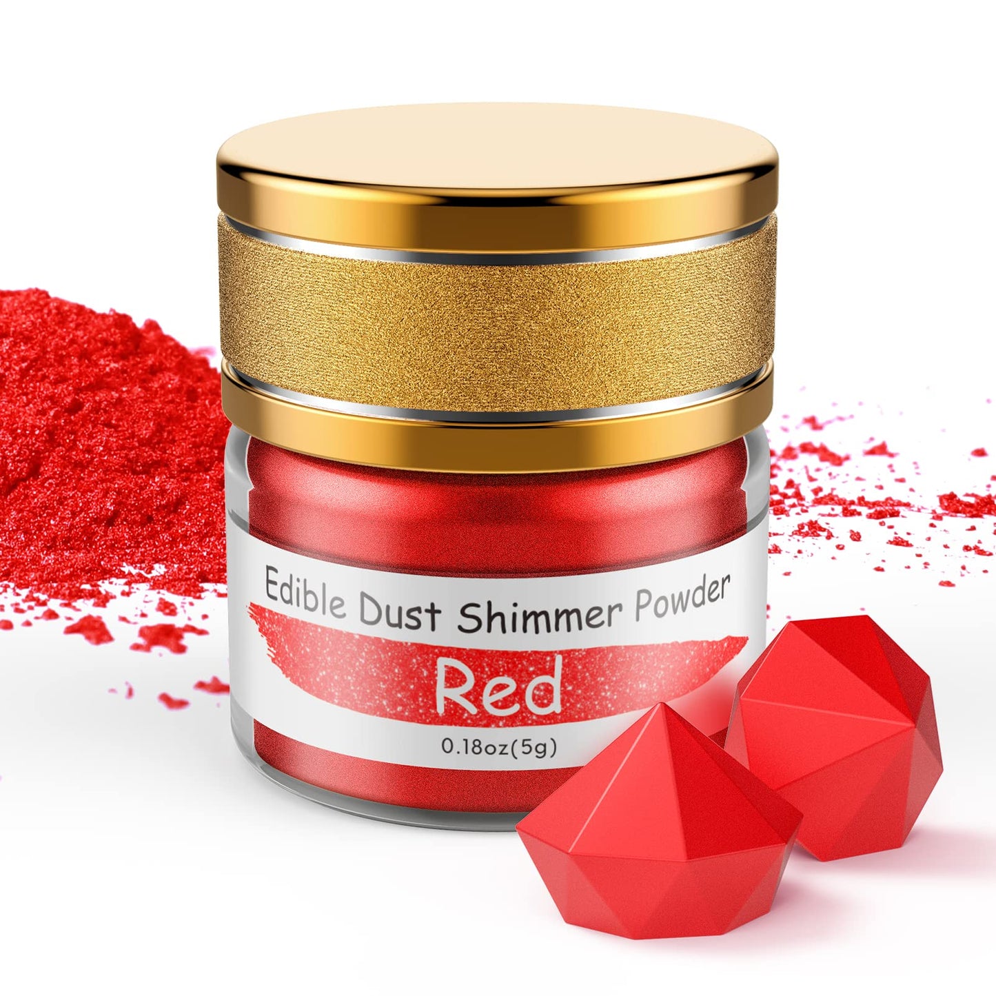 Jelife Red Edible Luster Dust - 5 Grams Food Grade Cake Dust Shimmer Powdered, Edible Metallic Powder Food Coloring for Cake Dec