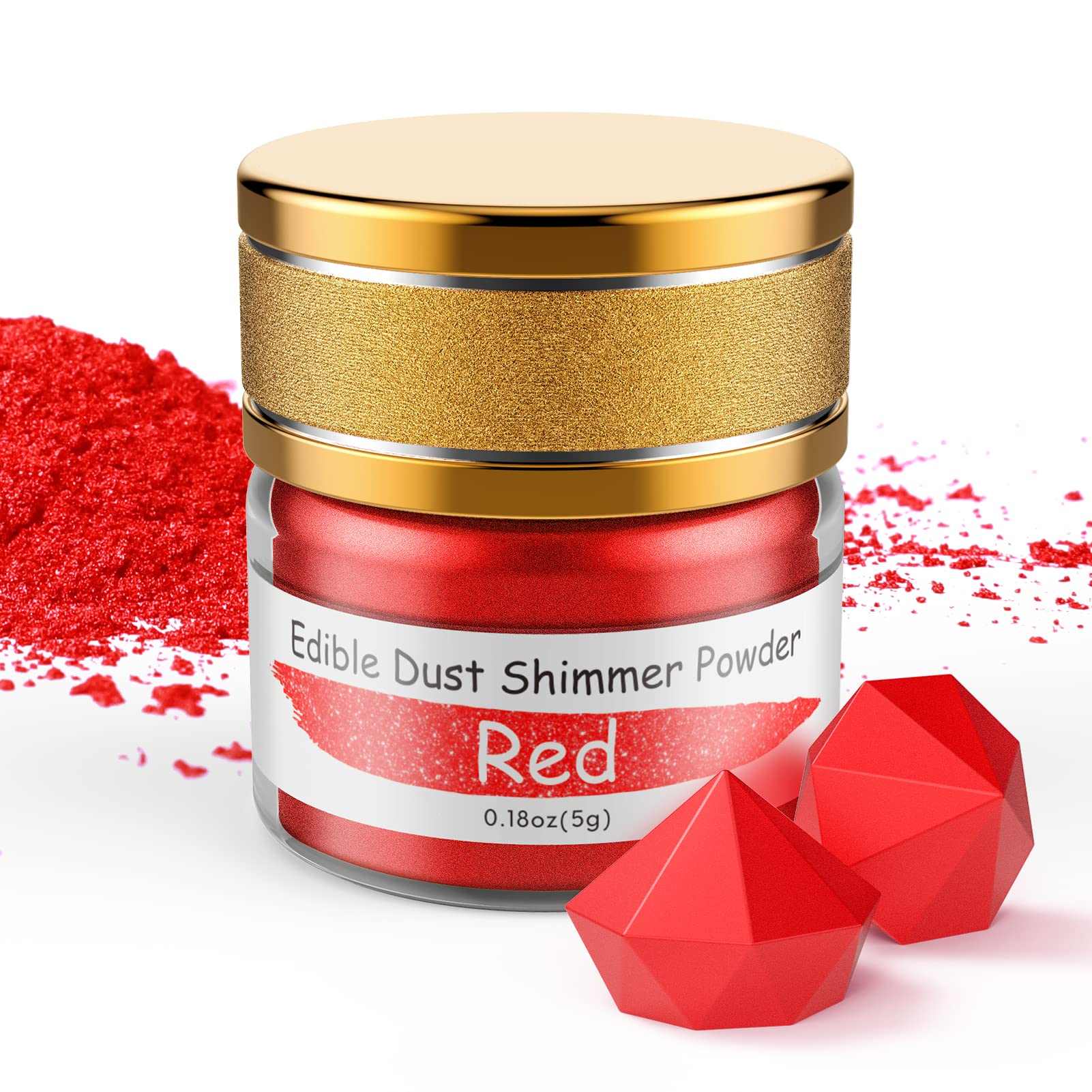 Jelife Red Edible Luster Dust - 5 Grams Food Grade Cake Dust Shimmer Powdered, Edible Metallic Powder Food Coloring for Cake Dec