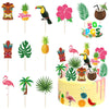 50 Pcs Tropical Cake Sticks, Disposable Tiki Flamingo Pineapple Palm Leaf Cake Toppers, Luau Cake Decorations for Summer Hawaiia
