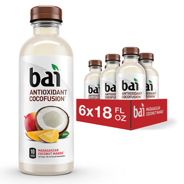 Bai Coconut Flavored Water, Madagascar Coconut Mango, Antioxidant Infused Drinks, 18 Fl Oz (Pack of 6)