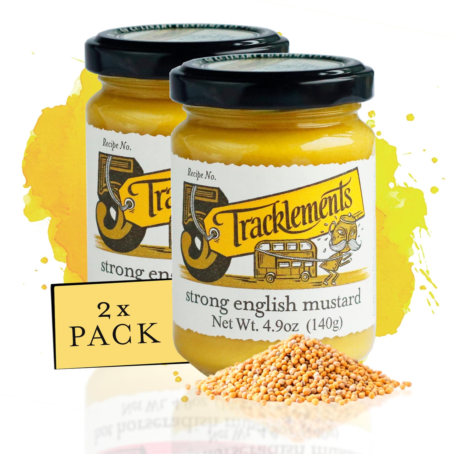 TRACKLEMENTS - Strong English Mustard - Spicy Hot Yellow Mustard, Condiments for Recipes - Sauce Goes with Steaks & Burgers - Gl