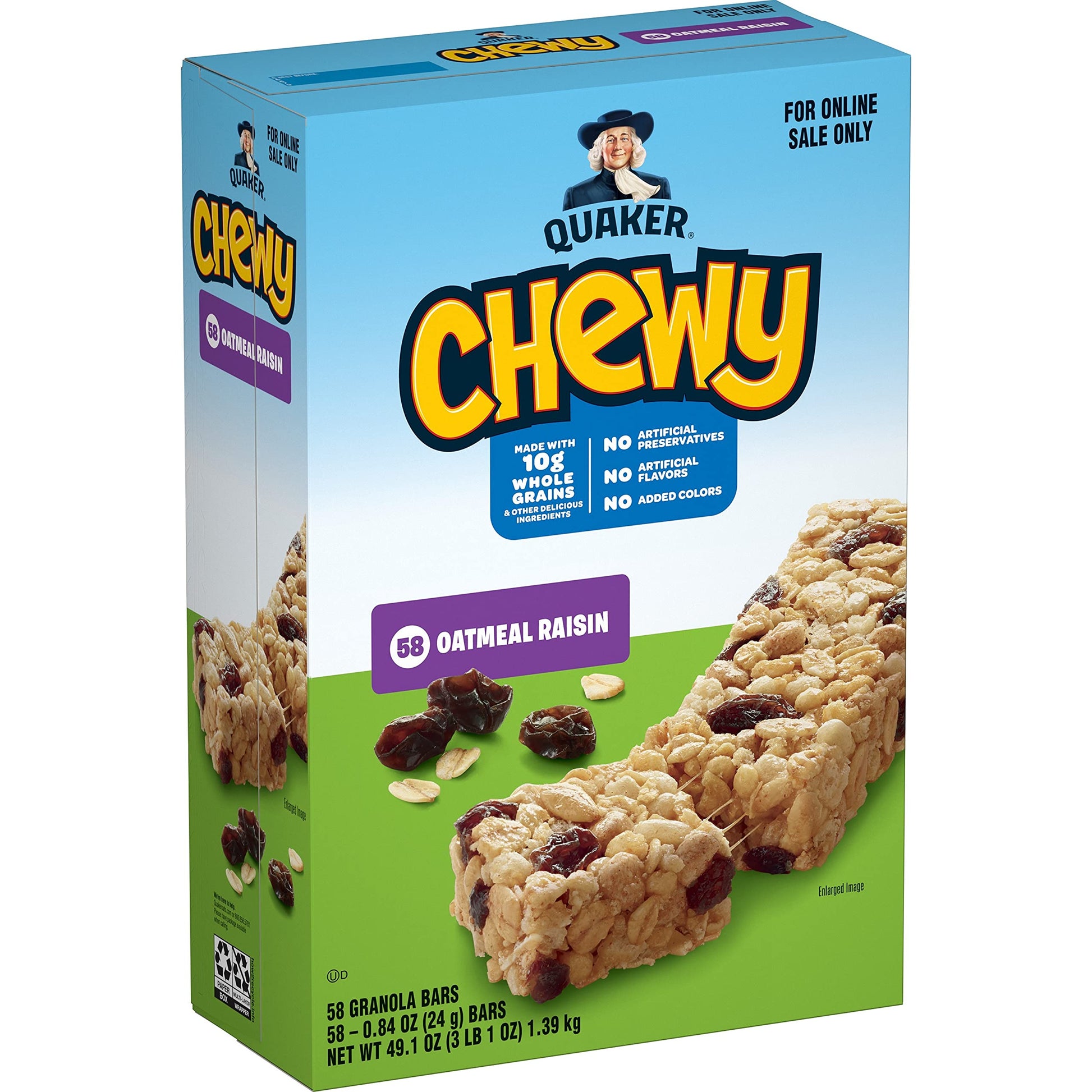 Quaker Chewy Granola Bars, Oatmeal Raisin, 58 Count