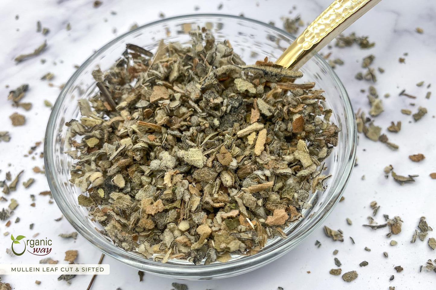 Organic Way Mullein Leaf | Herbal Tea (Verbascum Thapsus) Cut & Sifted - European Wild-Harvest | Organic & Kosher Certified | Non Gmo & Usda Certified | Origin - Albania (2 Oz.)