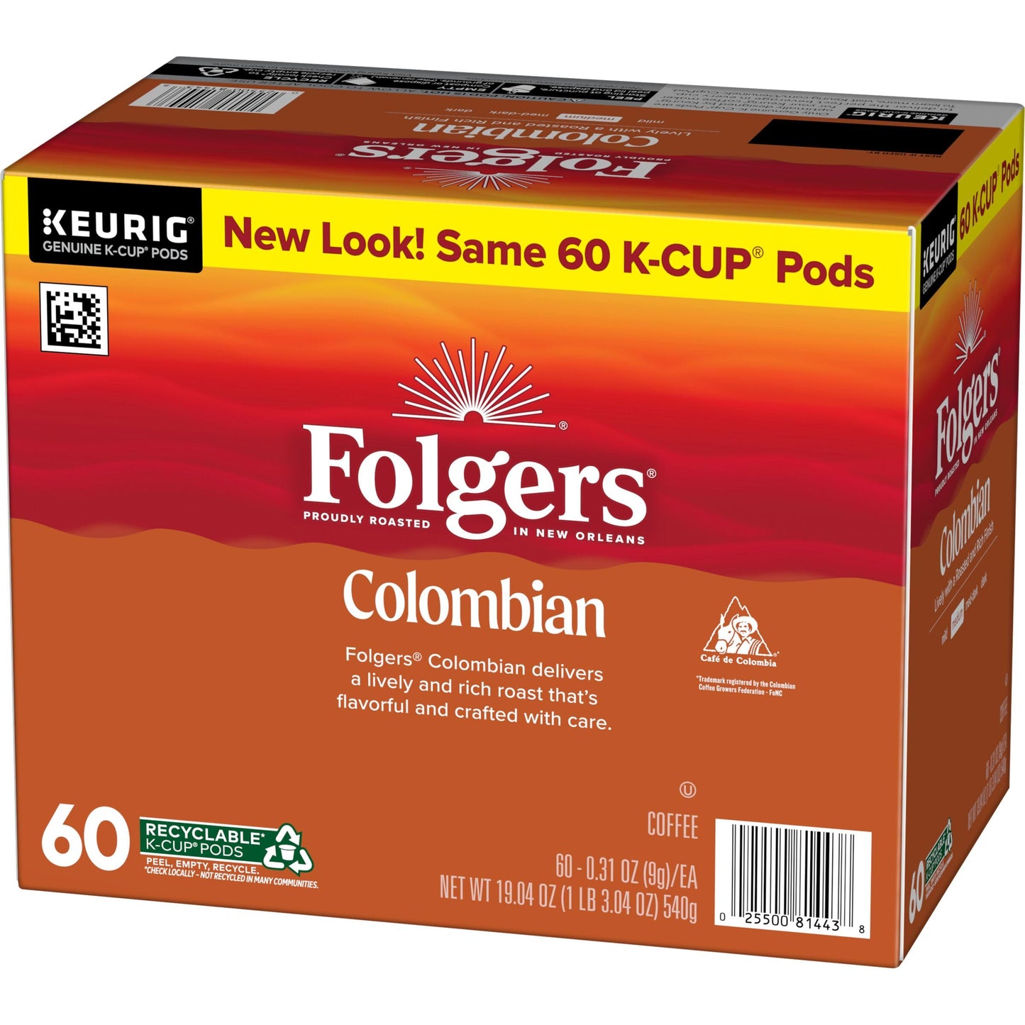 Folgers Colombian Coffee  Medium Roast  Keurig K-Cup Pods  10 Count Box (Pack of 6)