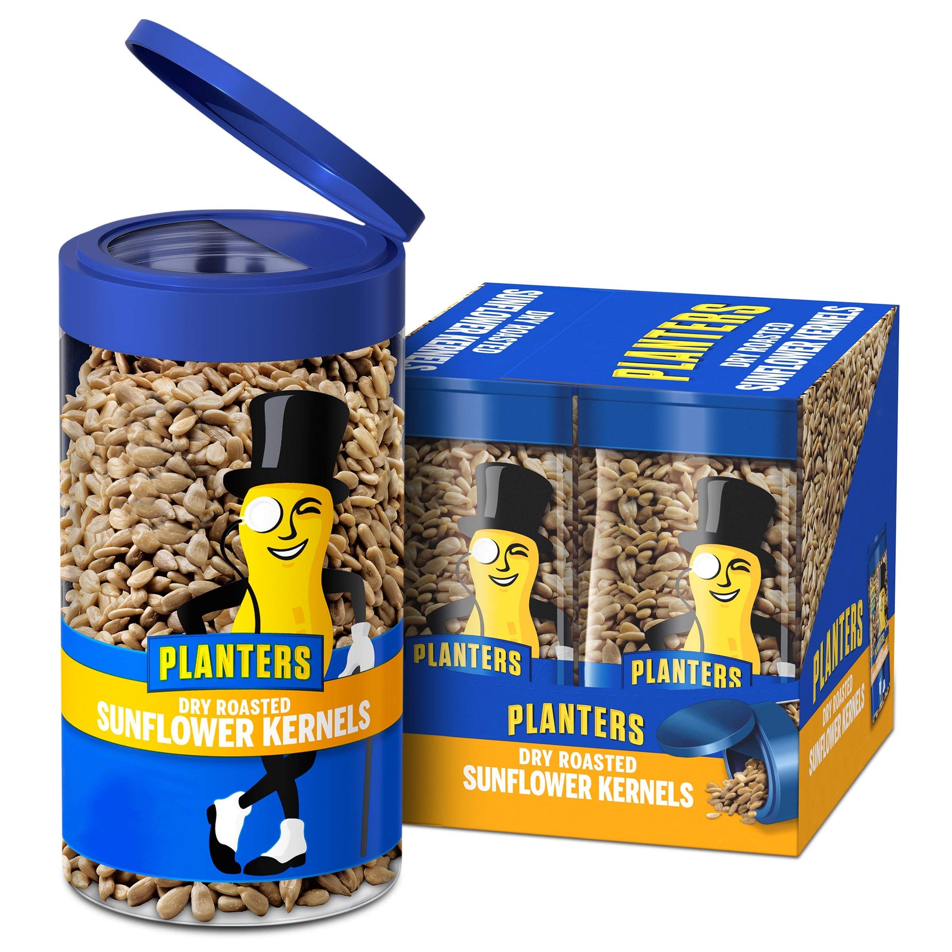 Planters Pop & Pour Dry Roasted Sunflower Seeds To Eat, Road Trip Snack, Plant-Based Protein, Snacks For Adults, After School Snacks For Kids, Bulk Nuts, Kosher, 5.85Oz Jar (4 Count)