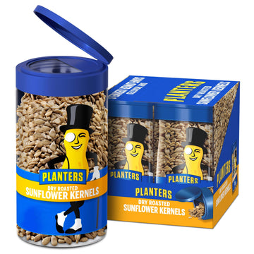 Planters Pop & Pour Dry Roasted Sunflower Seeds To Eat, Road Trip Snack, Plant-Based Protein, Snacks For Adults, After School Snacks For Kids, Bulk Nuts, Kosher, 5.85Oz Jar (4 Count)