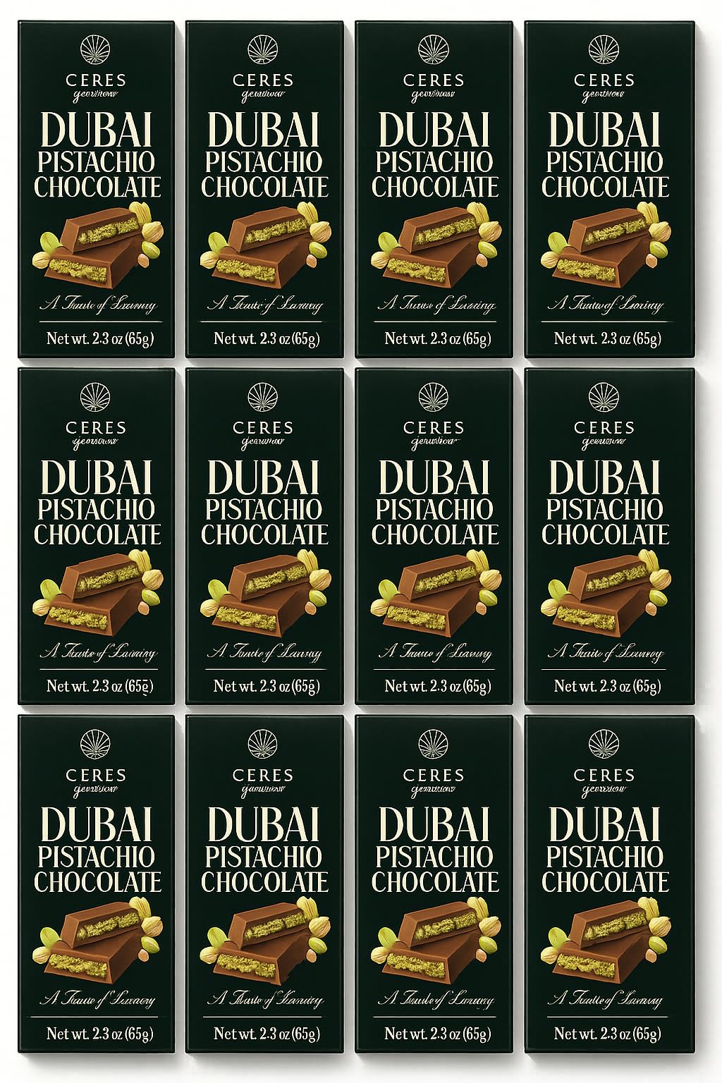 Ceres Gourmet Dubai Pistachio Chocolate Bar – Knafeh-Inspired Milk Chocolate, 2.3 oz (65 g), Mini, Crunchy Kataifi & Pistachio-Filled
