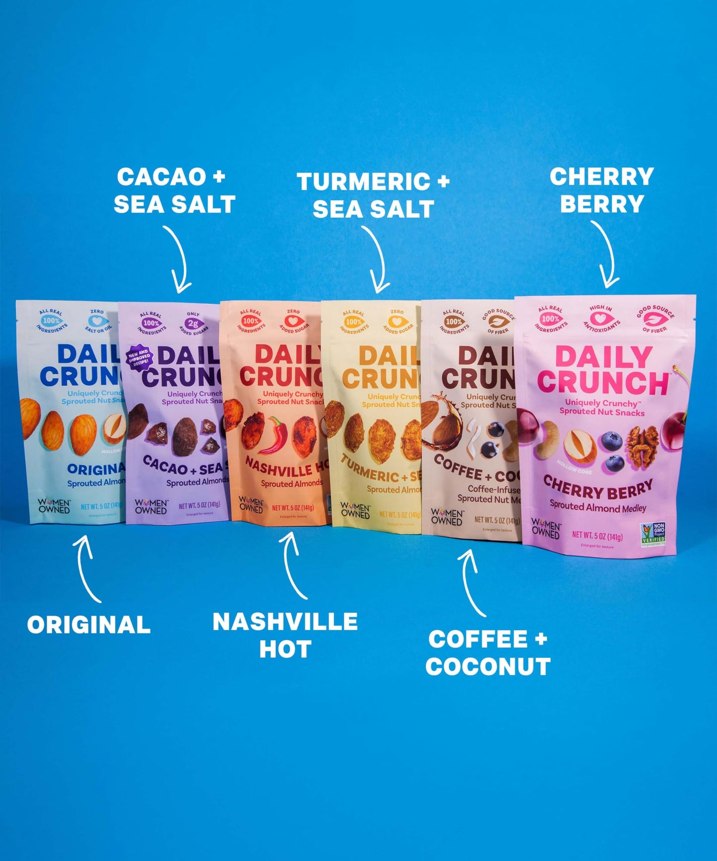 Daily Crunch Sprouted Almonds, 5 Ounce Resealable Bag (Original Sprouted, 2 Pack) - Sprouted And Dehydrated For A Unique Crunch,