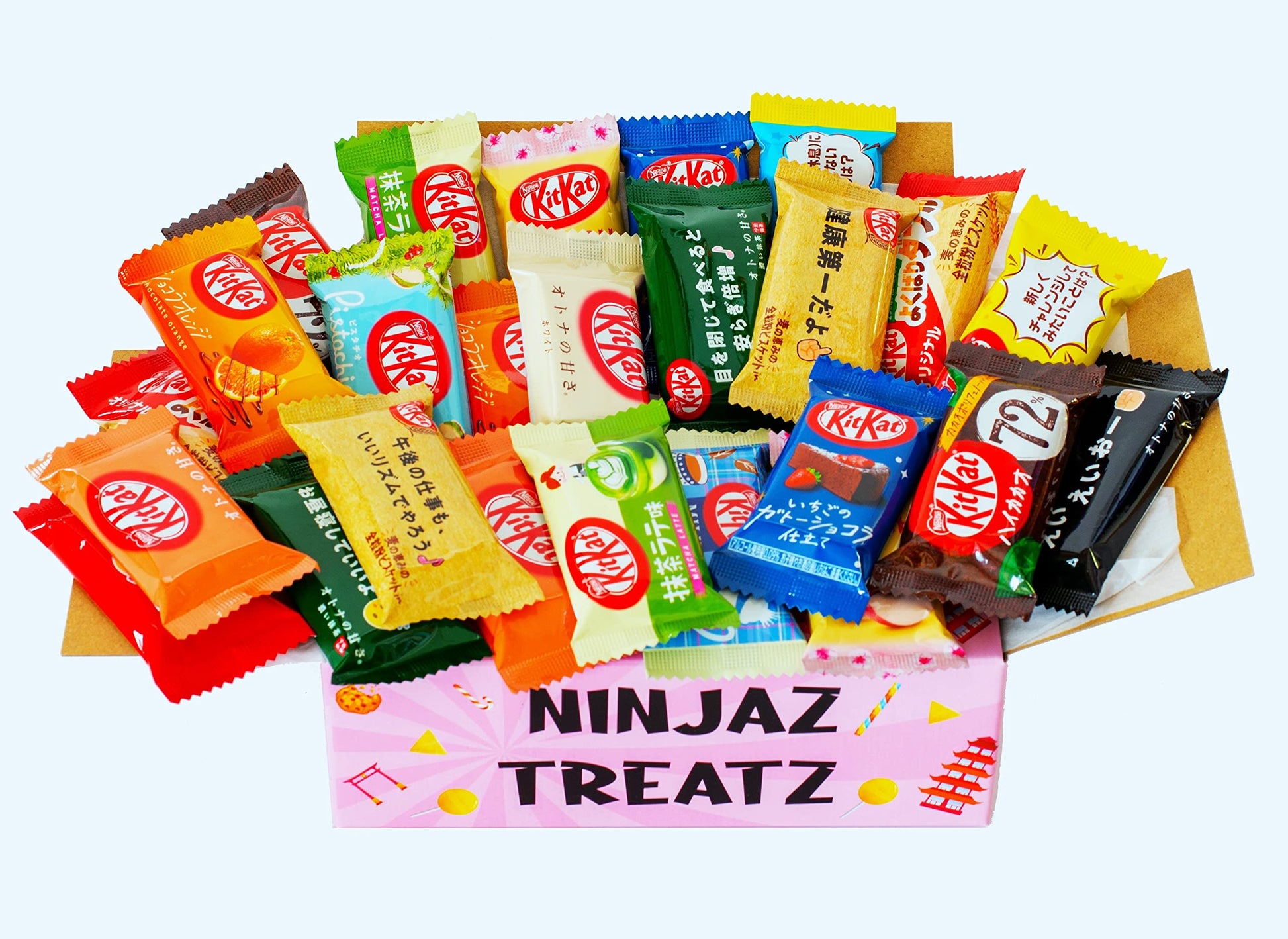 NINJAZ TREATZ Japanese Kit Kat Assortment Pack - 20 Pieces, 10 Flavors, Medium Size Chocolate Candy