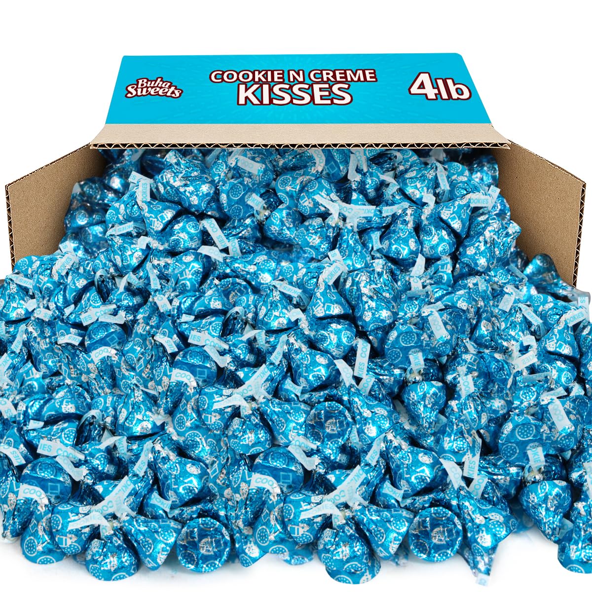 Hershey Cookies & Cream Kisses Bulk Pack 4 Pound (Approx 400 Pieces) Individually Wrapped White Chocolate Cookies n Cream Candie