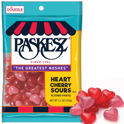 DOUzzle Back To School Cherry Sours Red & Pink Heart Candy, Chewy Candies (3.5oz, 1 Pack) Party Favor, Goodie Bag & Pinata Fille