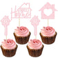 Gyufise Cupcake Toppers - 24 Pack Glitter Housewarming Picks, Light Pink, Paper
