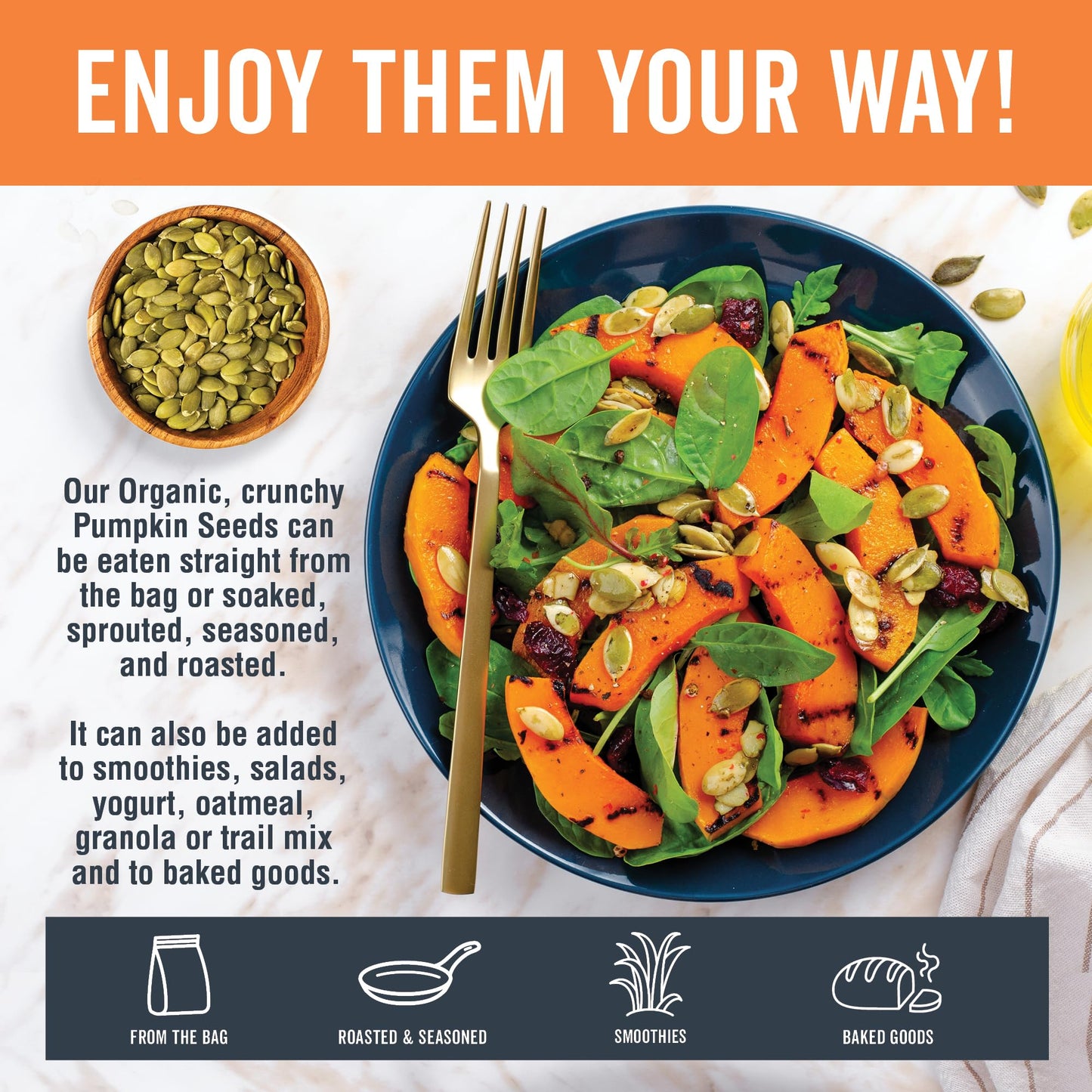 Viva Naturals Organic Pumpkin Seeds - Shelled, Unroasted & Unsalted Pumpkin Seeds Organic, Perfect For Salads, Trail Mix & Baked