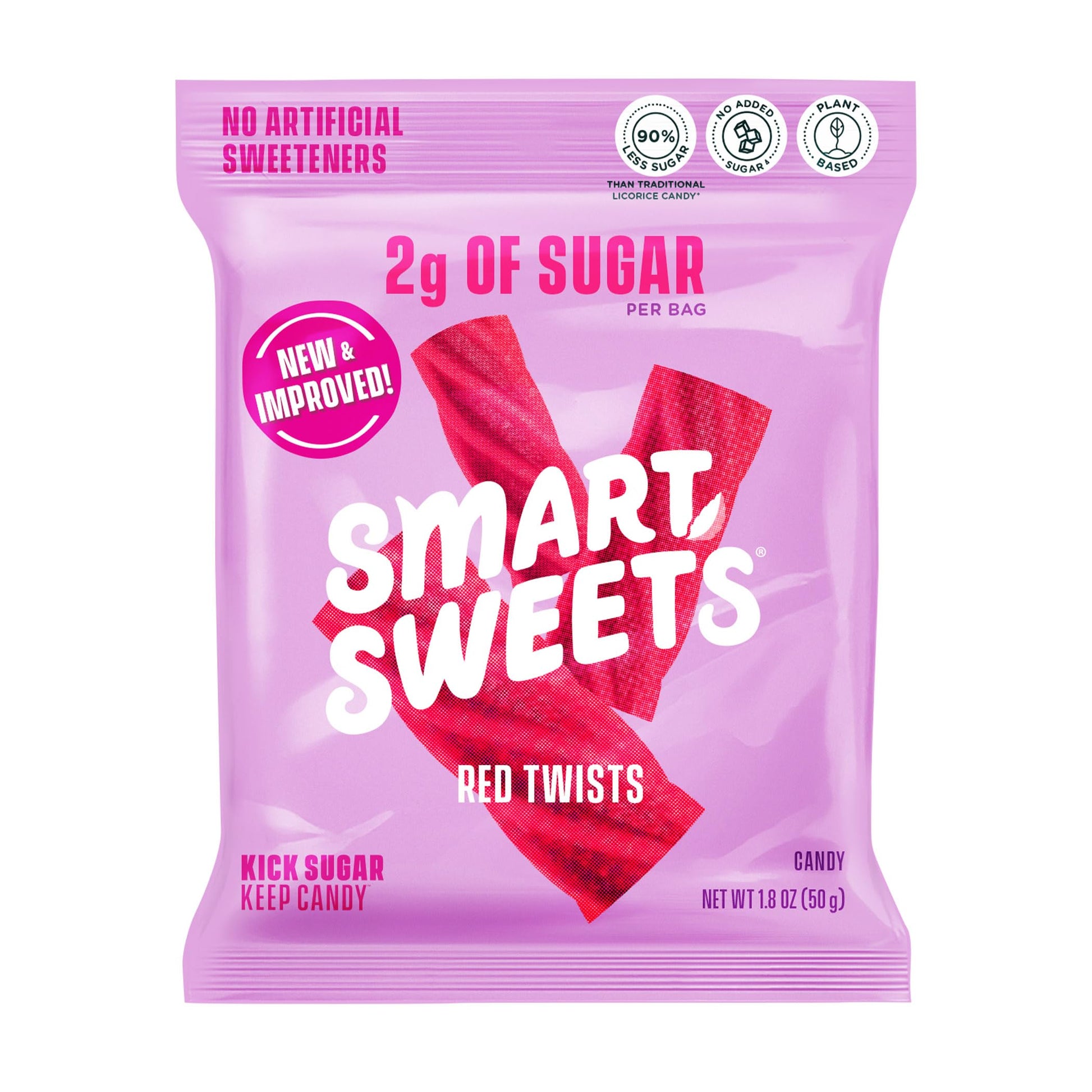SmartSweets Licorice Gummy Candy, Low Sugar, Gluten-Free, 1.8oz (Pack of 12), Red, Model 2216414