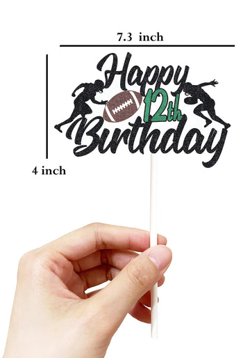 Happy 12Th Birthday Football Cake Topper 12 Twelve Years Old Rugby Player Scene Cake Decoration For Kids Sport Theme Twelveth Bi