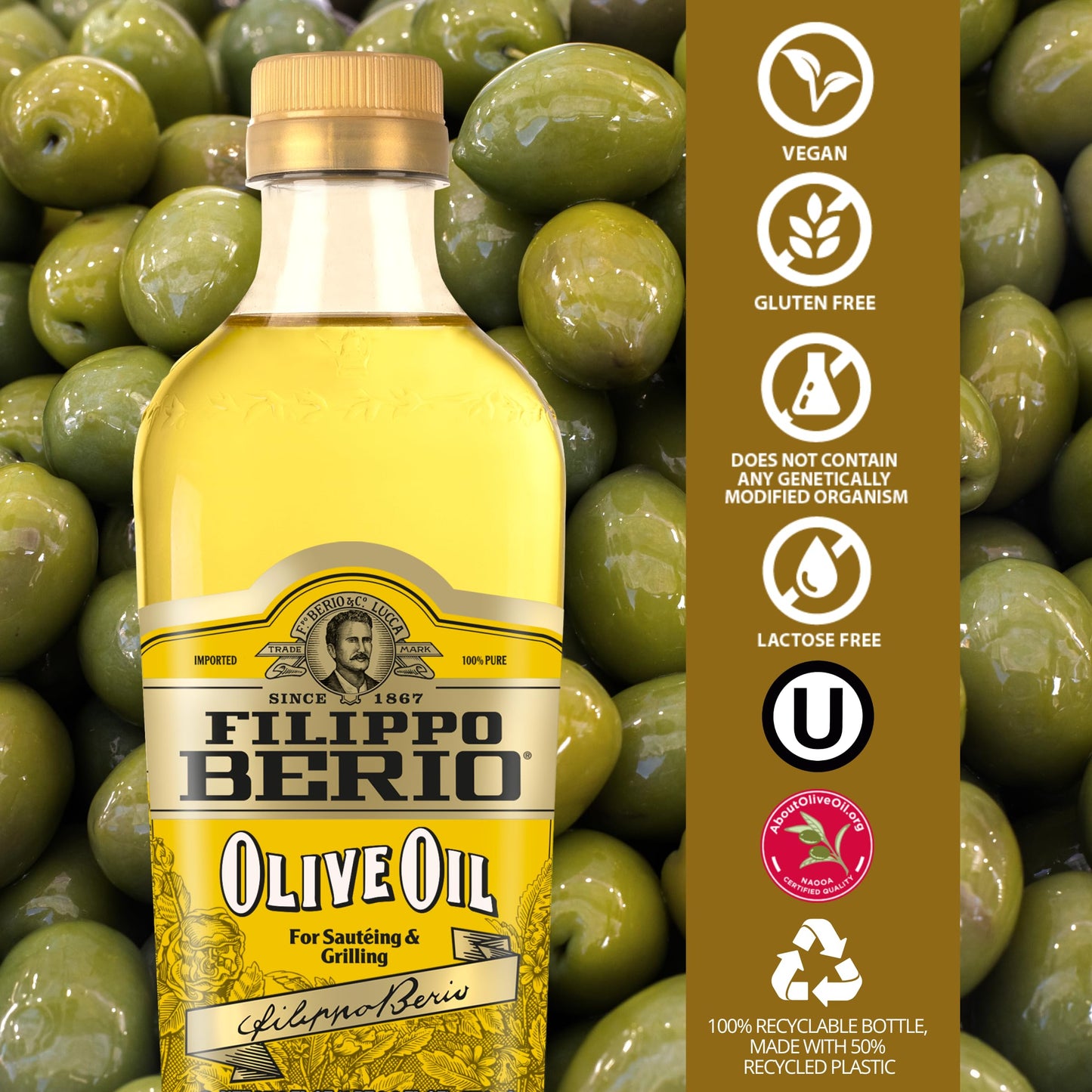 Filippo Berio Pure Olive Oil, 25.3 Ounce Rpet Bottle