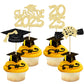 Ephlyn Graduation Cupcake Toppers, 36Pcs Gold Glitter Class of 2025, Congrats Grad Picks for Cake Decorations