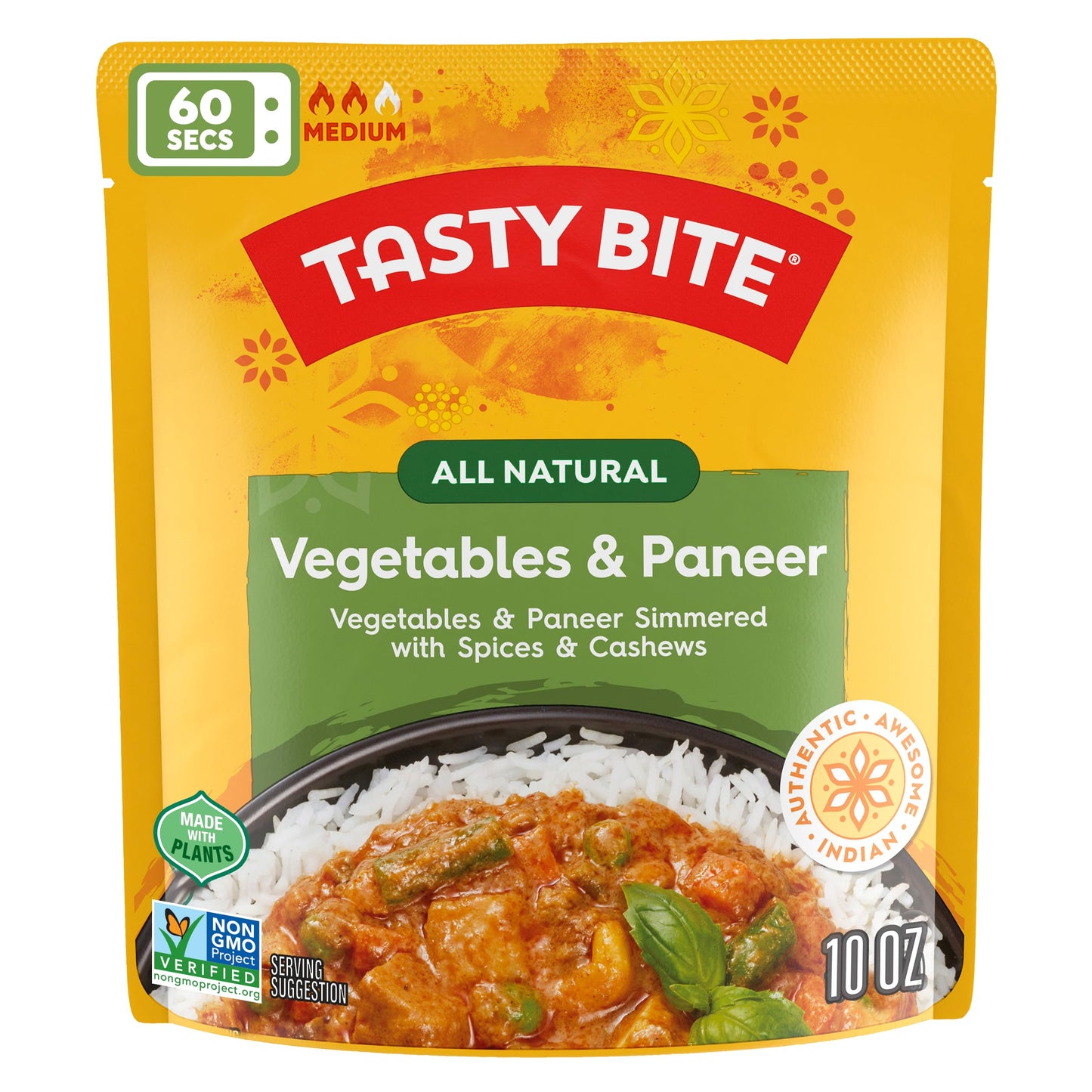 Tasty Bite Jaipur Vegetables, 10 Ounce, Pack of 6, Ready to Eat, Microwavable Entr  e with Cashews & Raisins, Vegetarian