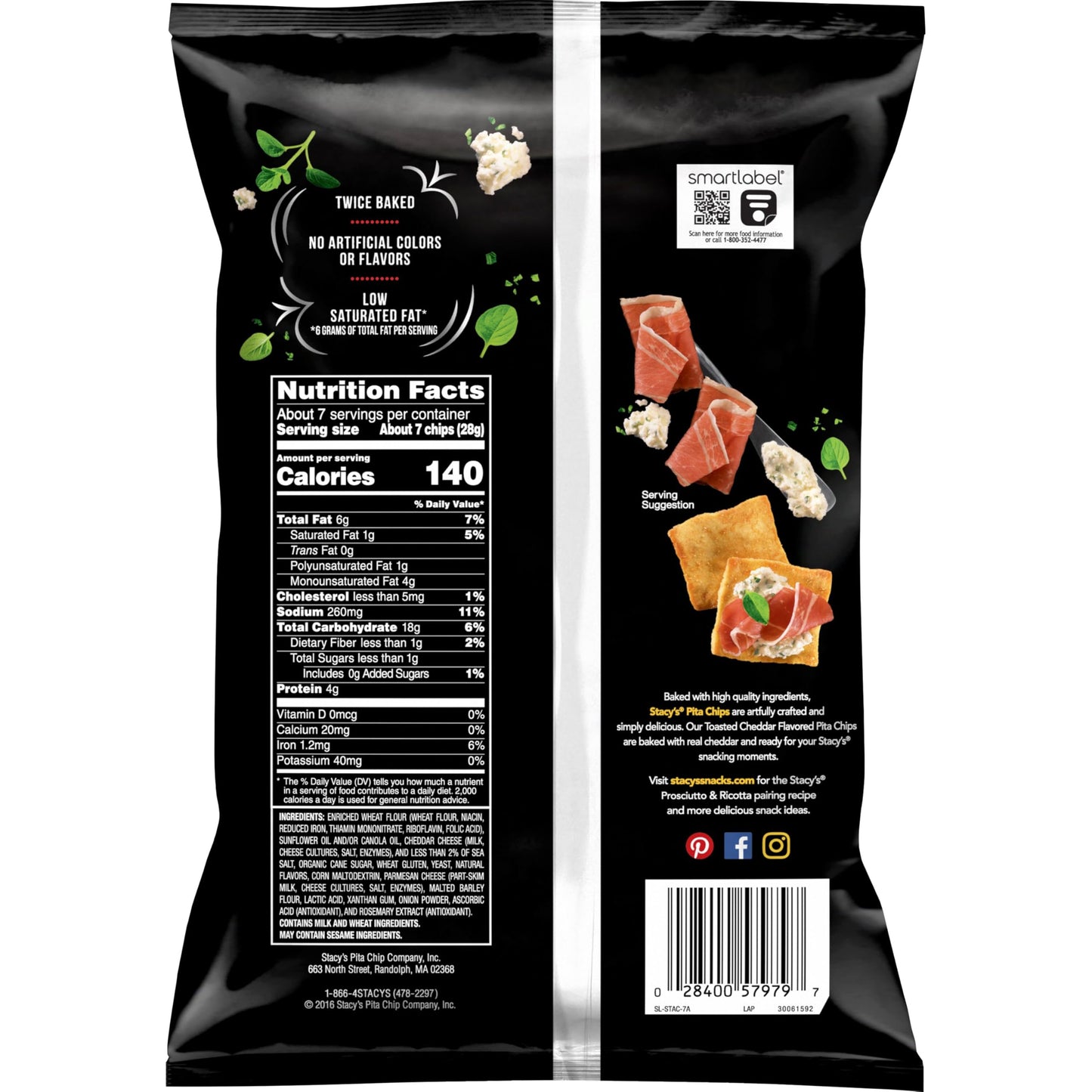 Stacys Pita Chips, Toasted Cheddar, 7.33 Ounce