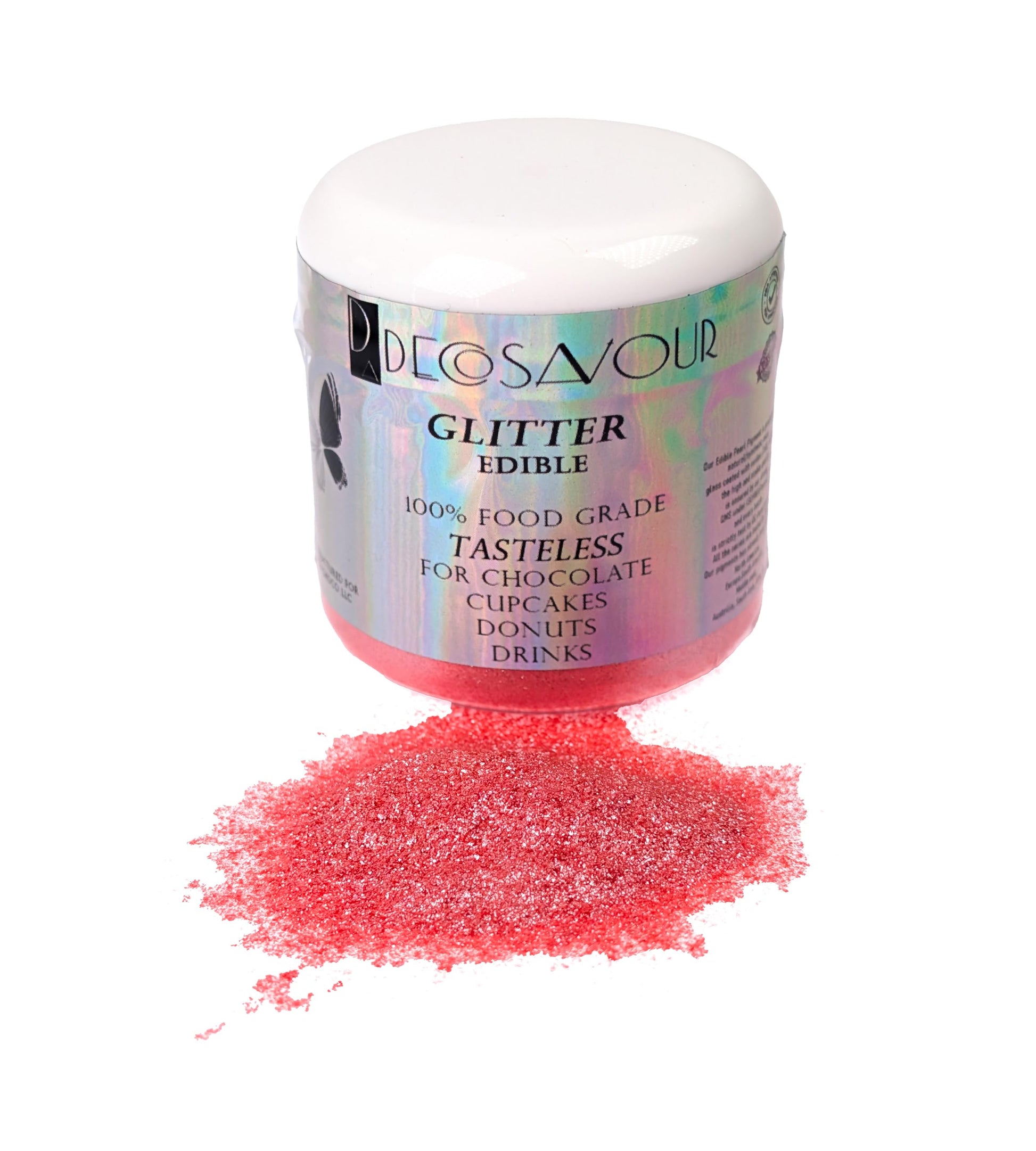 Decosavour Pink Edible Glitter - 15g Dazzle Dust Powder for Drinks, Cakes & Chocolate - Vegan, Gluten Free
