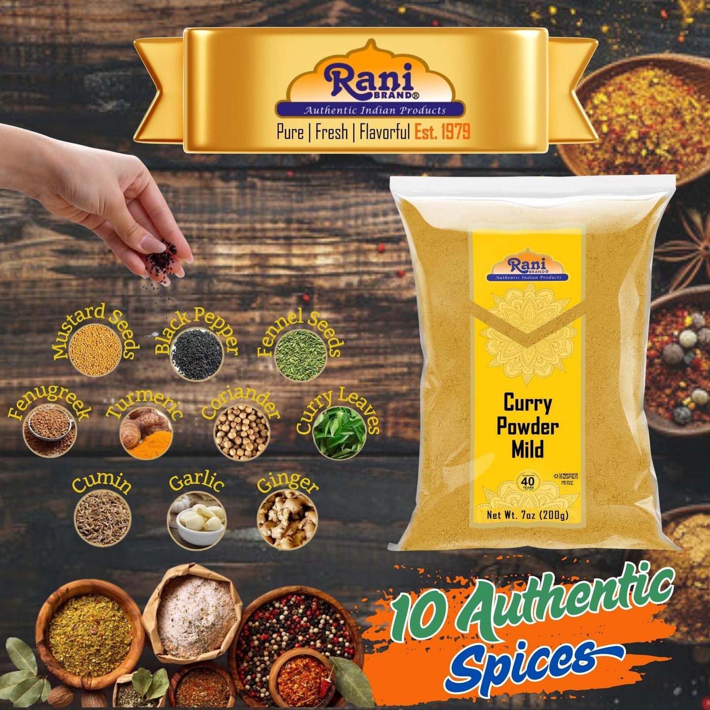 Rani Curry Powder Mild (10-Spice Authentic Indian Blend) 7Oz (200G) ~ All Natural | Salt-Free | No Chili Or Peppers | Vegan | No
