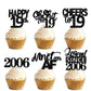 18pcs Black Glitter Happy 19th Dessert Cupcake Topper Pick for Funny Legend Since 2006 Theme Decor Supplies Men Women Happy 19 B