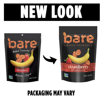 Bare Baked Crunchy Banana Chips, Strawberry, Gluten Free, 2.7 Ounce Bag, 6 Count (Pack Of 1)