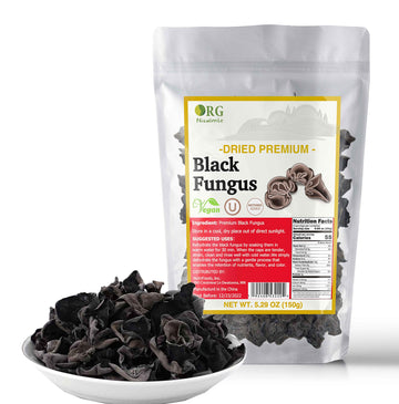 Orgnisulmte Dried Black Fungus Woodear Mushrooms Premium All Natural Vegan And Gluten-Free,5.29Oz(150G)
