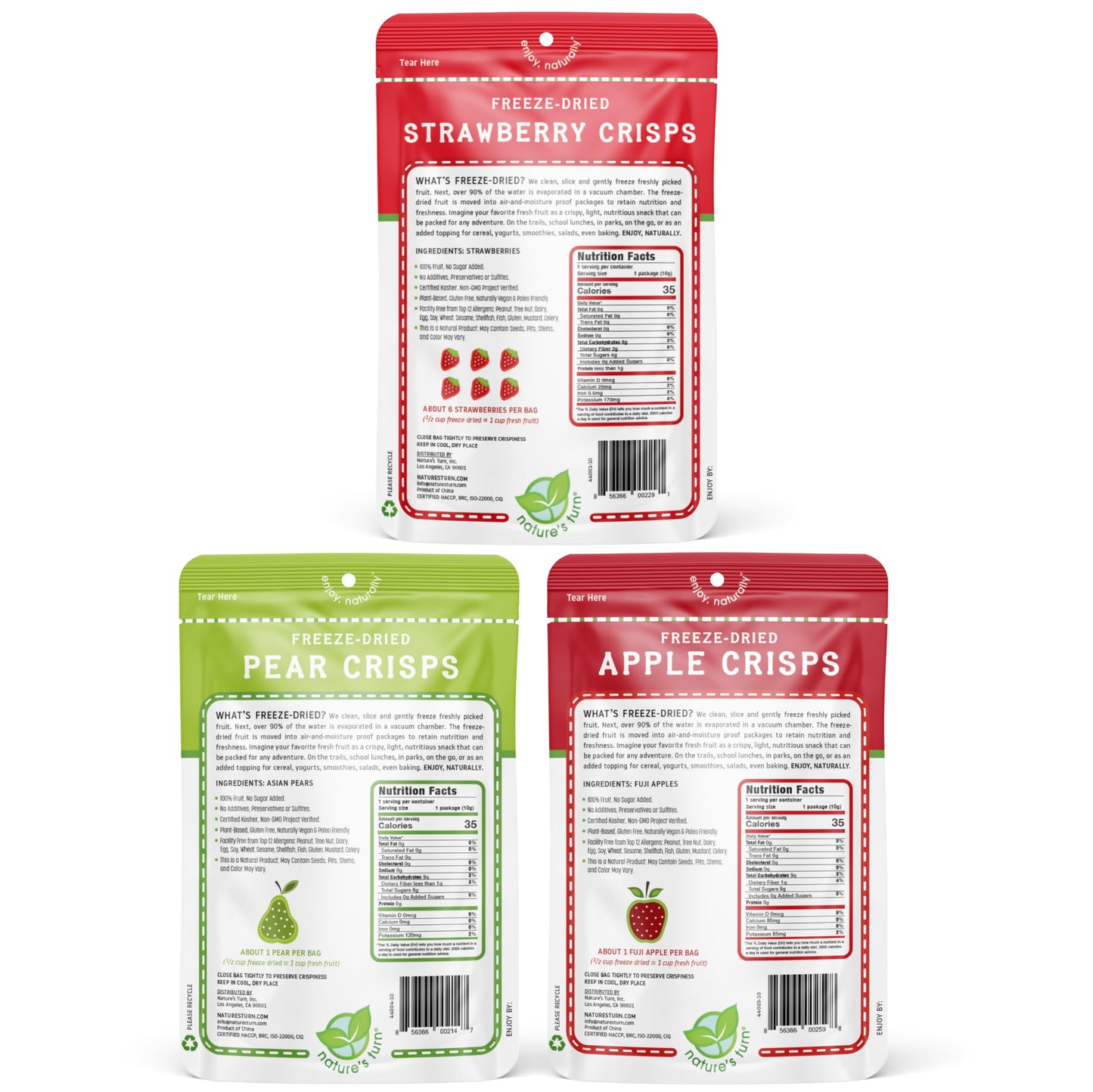 Natures Turn Freeze-Dried Fruit Snacks, Snack Size Variety, Pack Of 15 (0.35 Oz Each)