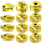 48 Pcs 2025 Graduation Acrylic Cupcake Toppers Mirror Acrylic Disc Cupcake Toppers for Graduation Cake Decorations,3 Styles Gold
