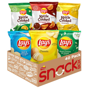 Lay'S Potato Chips, Regular & Kettle Variety Pack, (Pack Of 40)