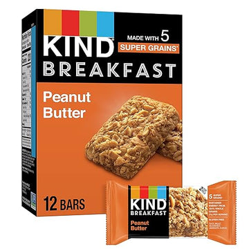 KIND Breakfast Bars - Gluten Free Peanut Butter Snack, 6 Count, Whole Grains & Oats, 5g Protein, Healthy On-the-Go Treat