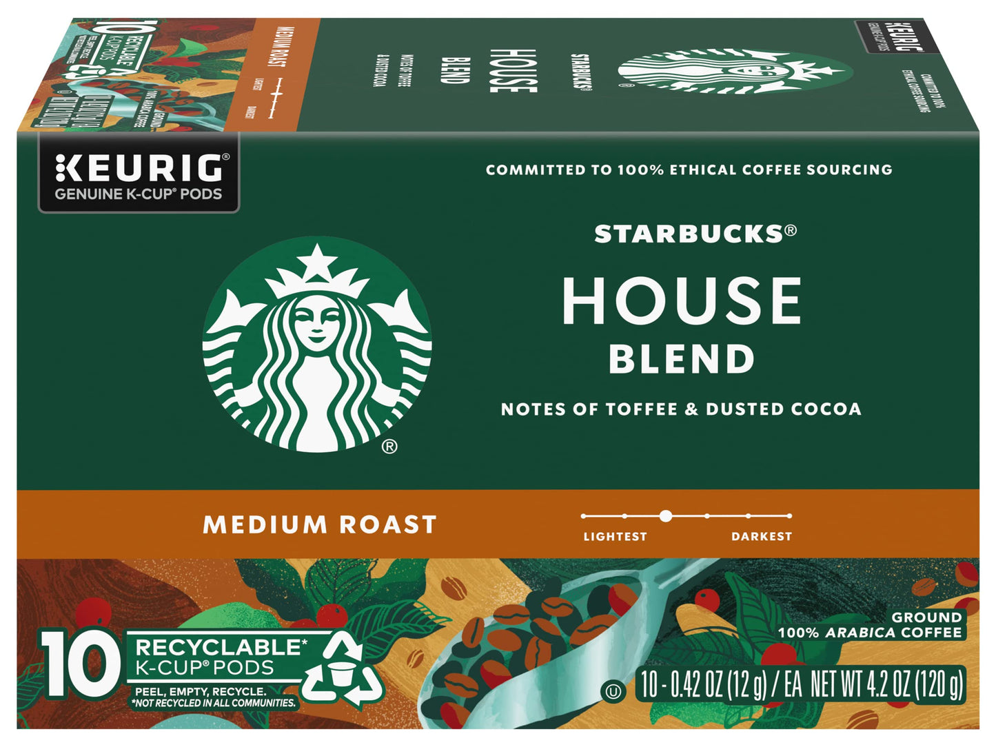 Starbucks K-Cup Coffee Pods, House Blend, 16 Count (Pack of 10), Model 110769